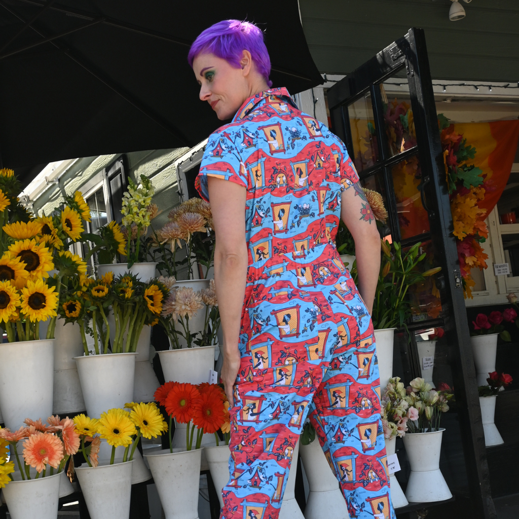 Brownstone Betties Jumpsuit in Red & Blue