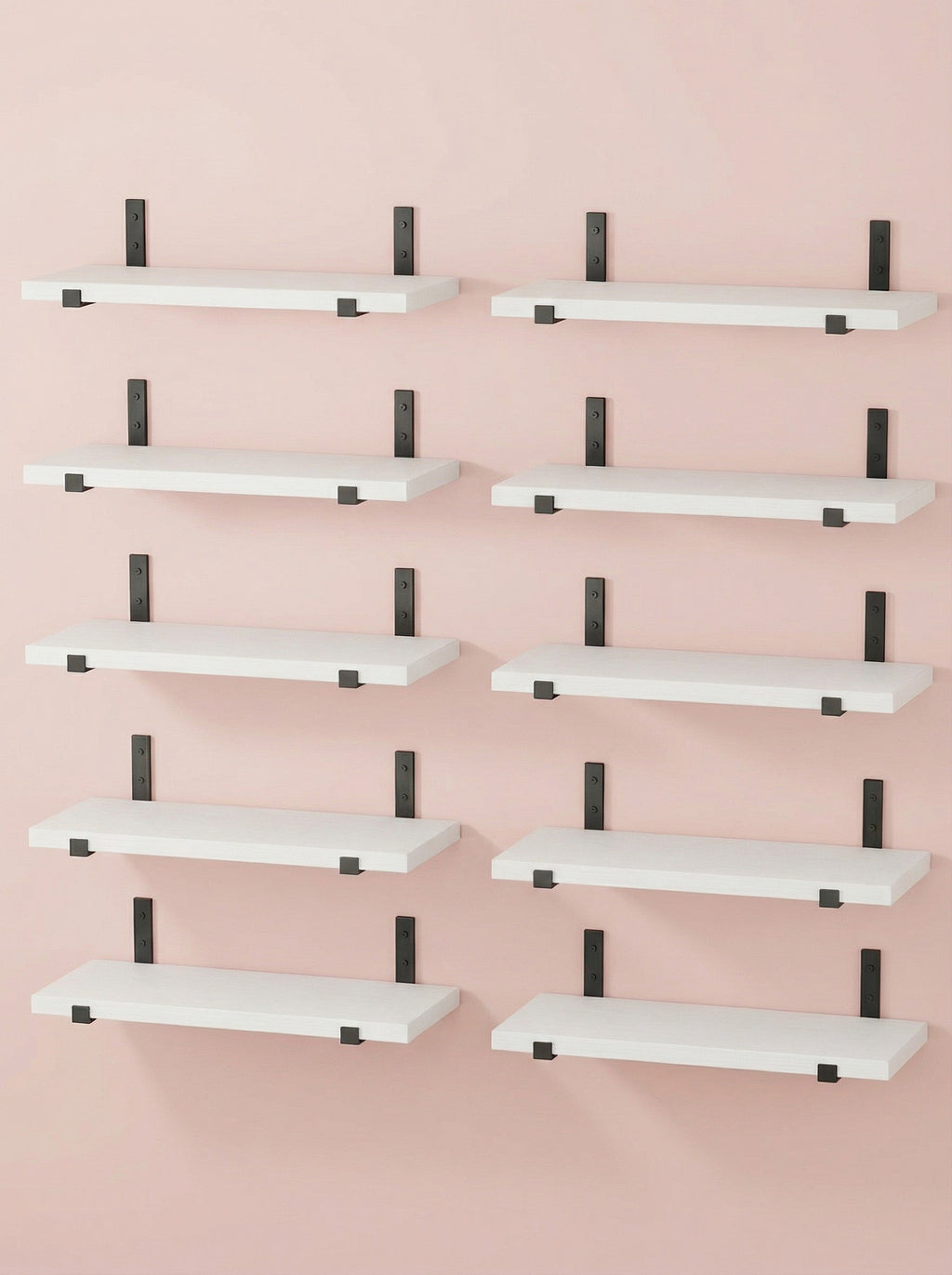 Wood Wall Shelves 15.8” with Metal Brackets – Rustic Floating Shelves | 5/8 Pack