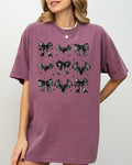 Bats and Black Bows Vampire Coquette Gothic Ribbons Lace Fangs Comfort Colors Tee
