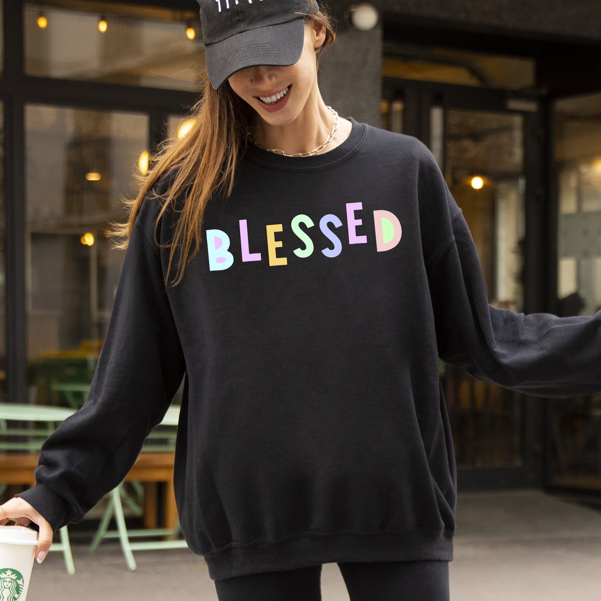 Blessed Positivity And Sarcasm Graphic Quote For Positive Vibes Daily Crewneck Sweatshirt