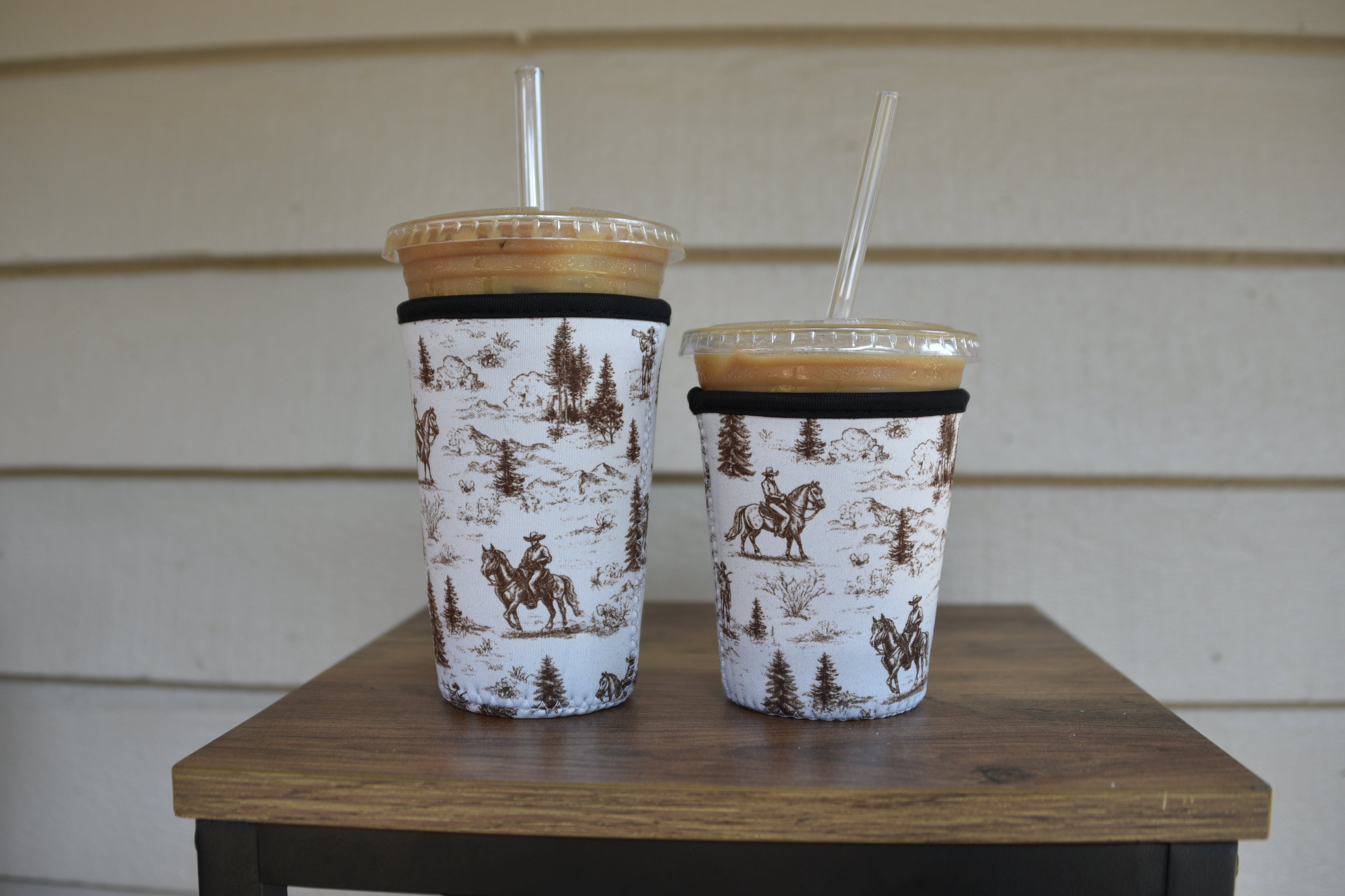 Western Golden Cowboy Coffee Sleeve | Reusable Neoprene Iced Coffee Cup Cover (16–24oz)