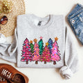 Colorful Christmas Tree Retro Santa Winter Xmas Festive Ornament Artwork Edition Sweatshirt