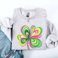Colorful Painted St Patrick's Day Shamrock Clover Lucky Leprechaun Graphic Sweatshirt