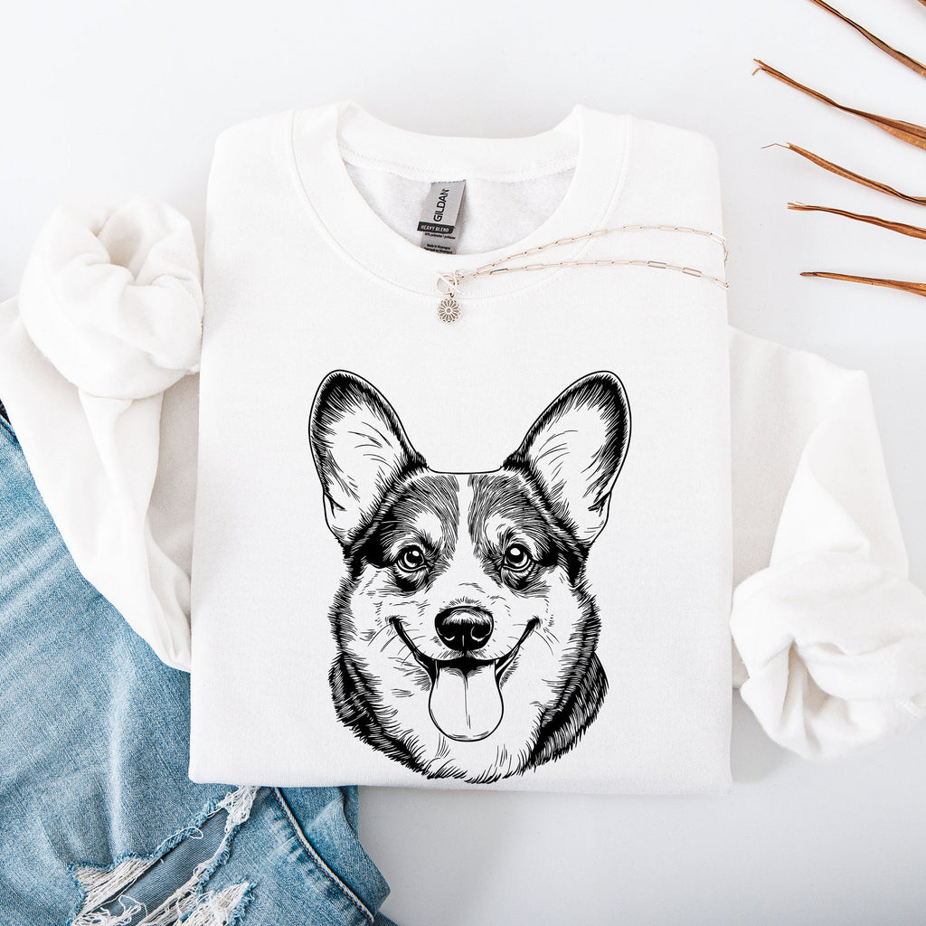Corgi Dog Lover Cartoon Portrait With Paw Prints And Playful Breed Pride Sweatshirt