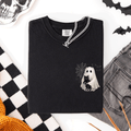 Cute Ghost Black Cat Halloween Coquette Pocket Edition Design Comfort Colors Tee