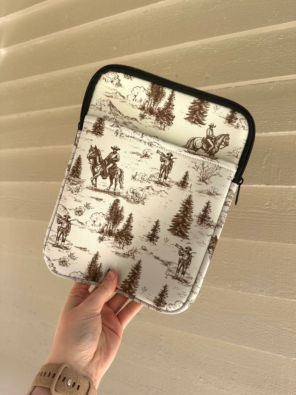 Golden Cowboy Print iPad Sleeve – Western Ranch Design Laptop or book sleeve!