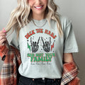 Deck The Halls And Not Your Family Fa La La Retro Christmas Skeleton Rock Comfort Colors Tee