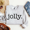 Jolly Classic Minimalist Christmas Winter Snow Santa Festive Cozy Fleece Lined Sweatshirt