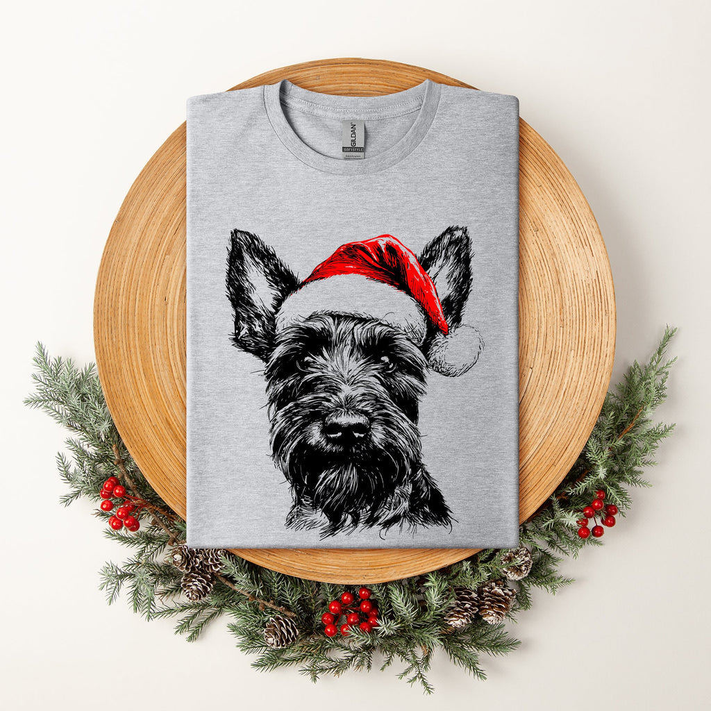 Scottish Terrier Santa Scotty Dog Christmas Dog Lover Print Edition Comfort Colors Tee