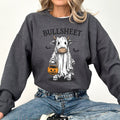 Bullsheet Funny Halloween Cow Ghost Western Pumpkin Retro Spooky Graphic Sweatshirt