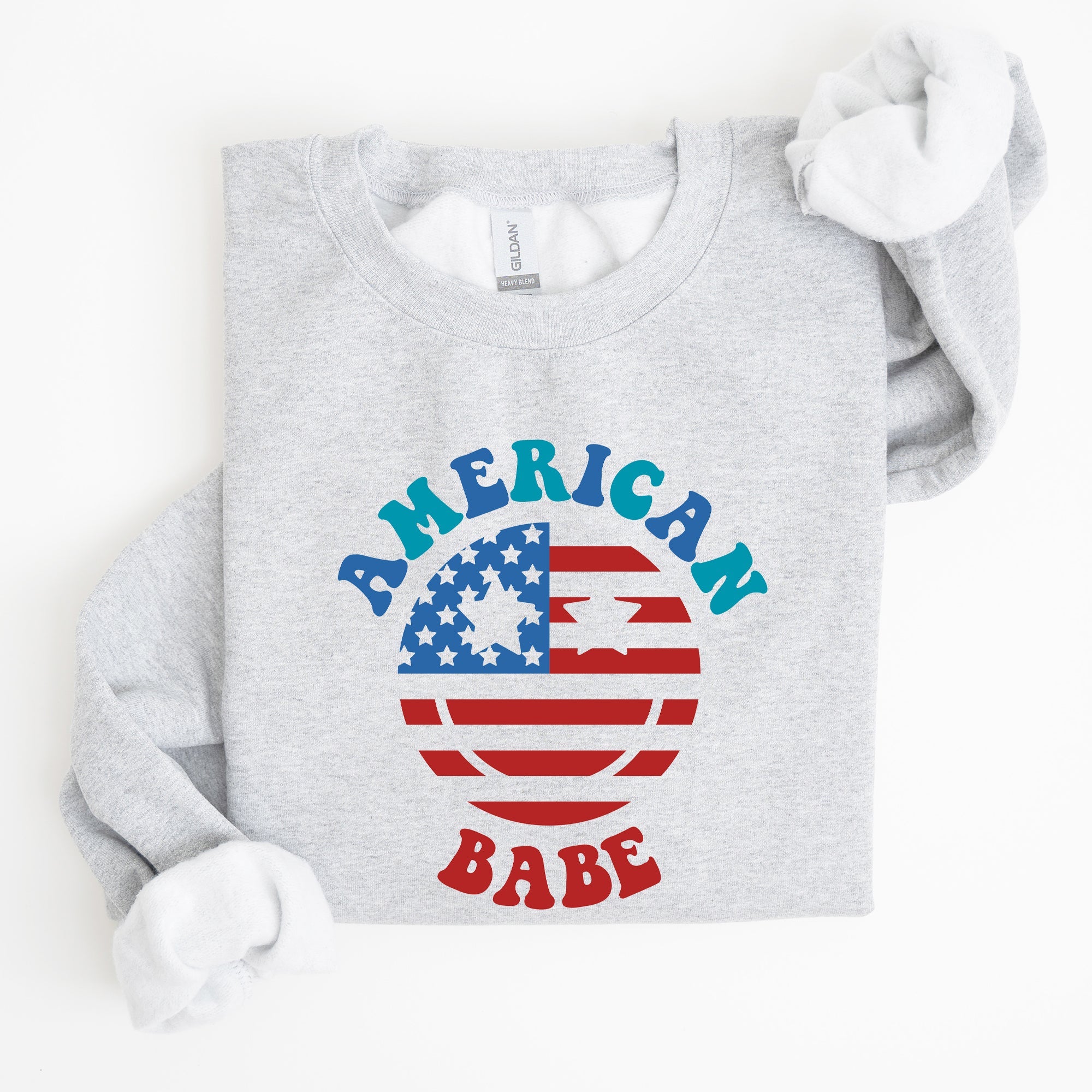 Land Of The Free, American Babe, 4th Of July Patriotic Premium Graphic Sweatshirt