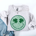 Leopard Print Smiley Retro Shamrock Clover Lucky Leprechaun St Patrick's Day Sweatshirt