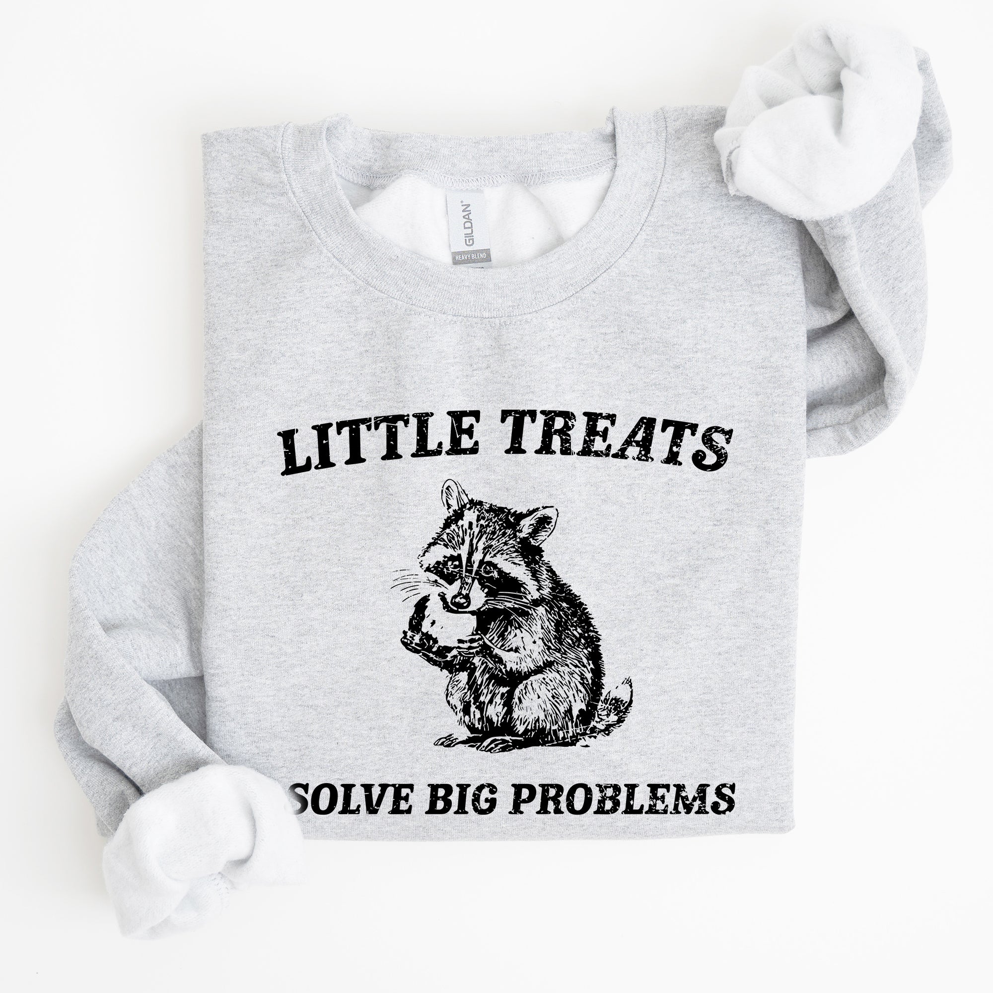 Little Treats Solve Big Problems Raccoon Meme Aesthetic Funny Edition Sweatshirt
