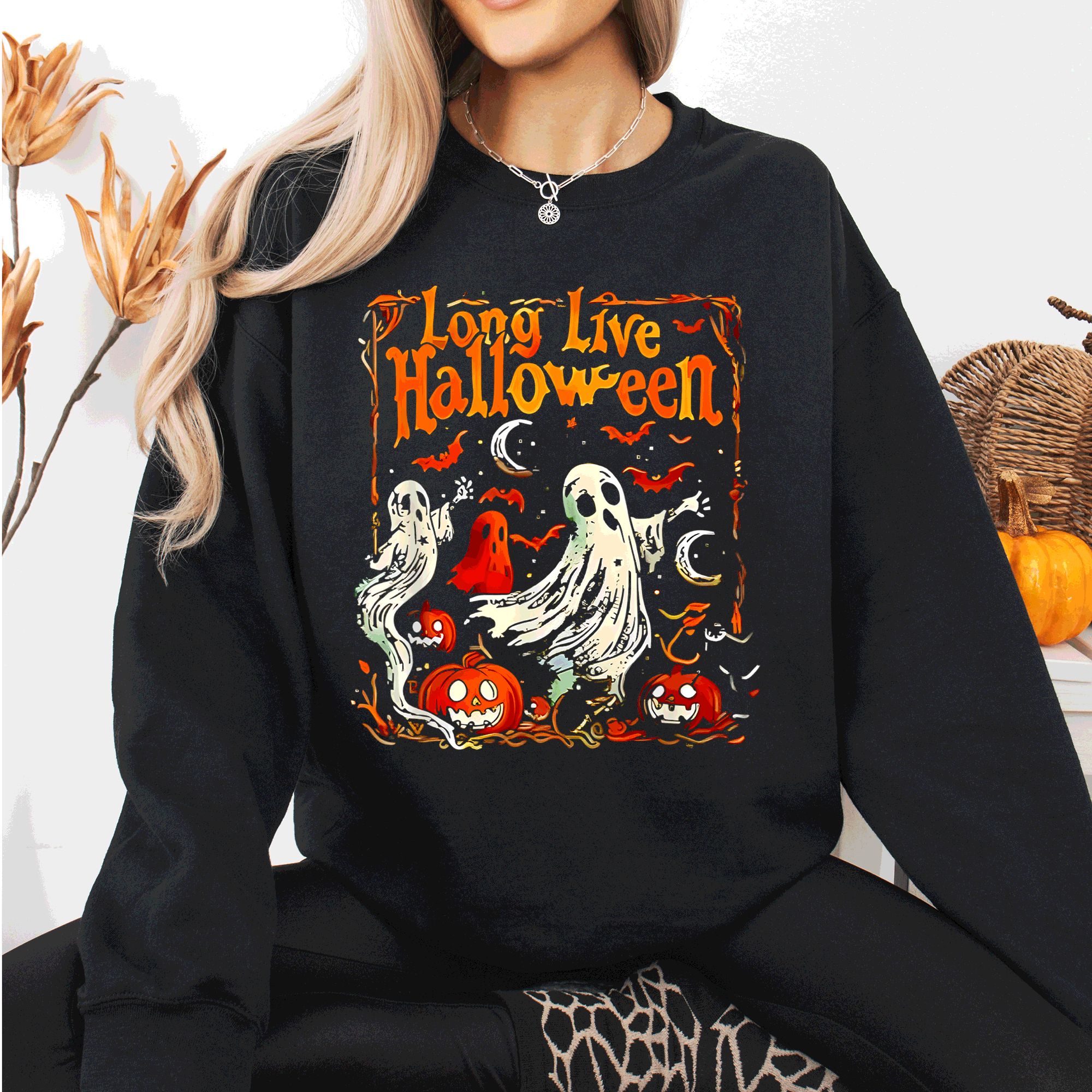 Long Live Halloween Pumpkin Classic Vintage Ghosts Spooky Season Limited Edition Sweatshirt