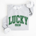 Lucky Aunt Retro St Patrick's Day Vintage Style Cozy Fleece Knit Cotton Blend Sweatshirt