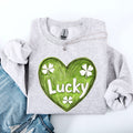 Lucky Sketched Heart St Patrick's Day Shamrock Clover Leprechaun Celebration Edition Sweatshirt