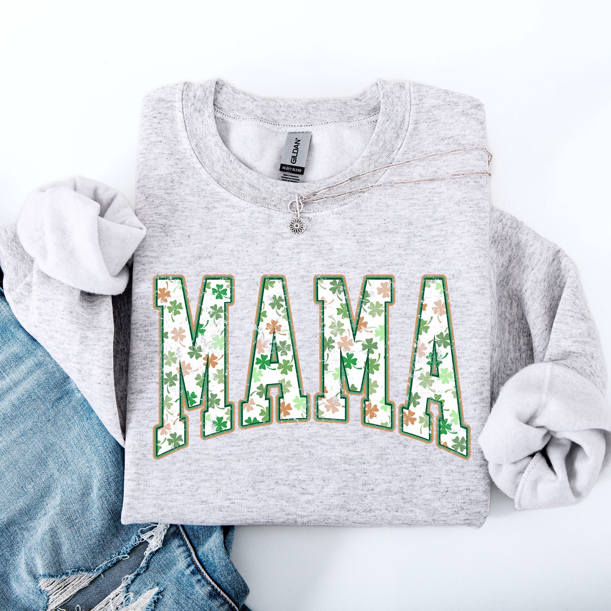 Mama Colorful Shamrocks St Patrick's Day Leprechaun Clover Lucky Celebration Sweatshirt
