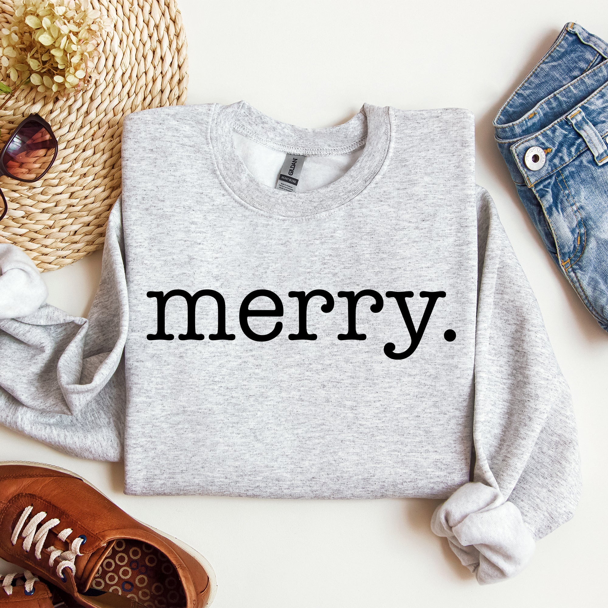 Merry Classic Minimalist Christmas Winter Snow Santa Xmas Seasonal Edition Sweatshirt