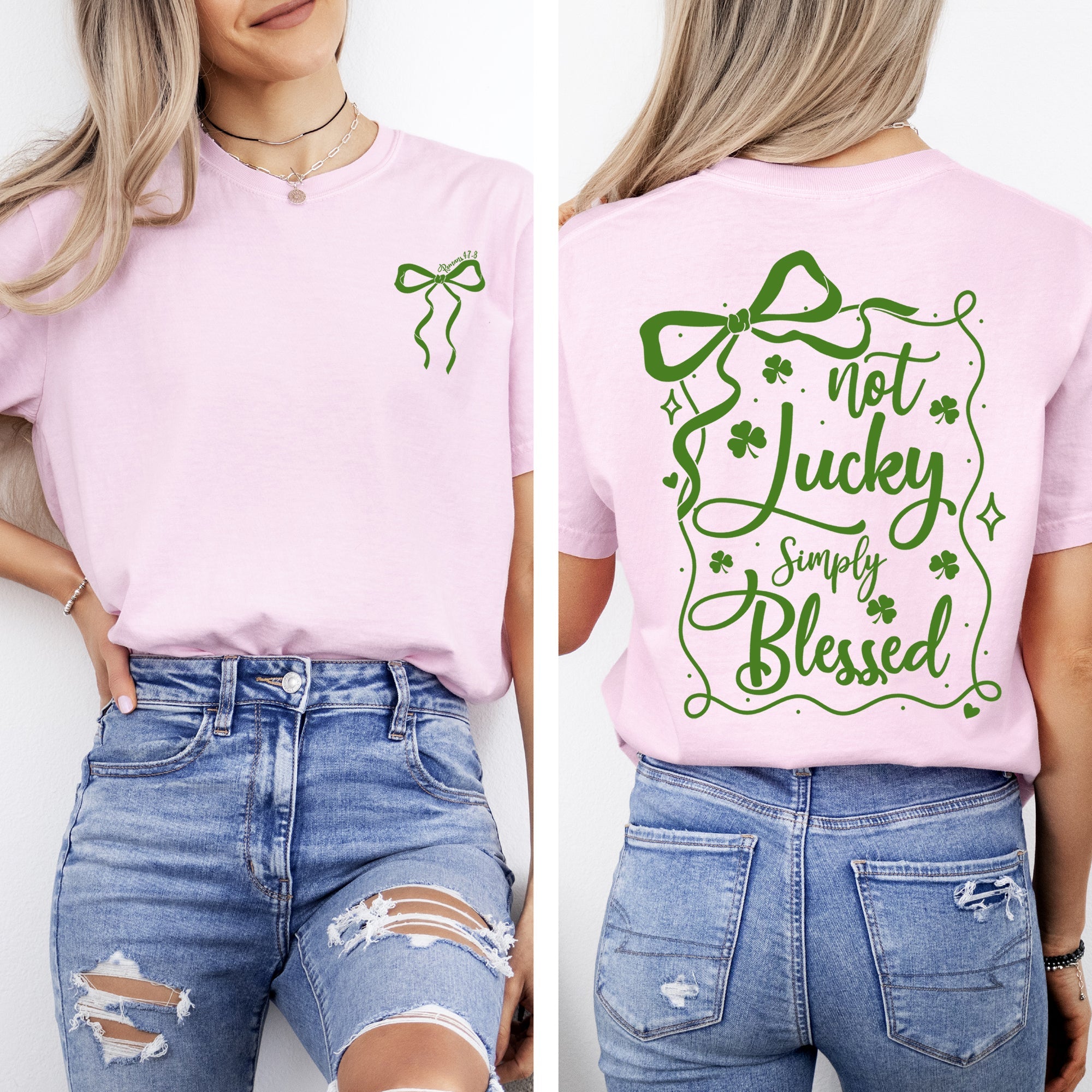 Not Lucky, Just Blessed St Patrick's Day Shamrock Leprechaun Clover Comfort Colors Tee