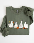 Ghost Geese Farm Skeleton Halloween Spooky Pumpkin Witch Meme Haunting Sweatshirt