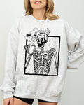 Coffee Skeleton Witch Ghost Skull Spooky Aesthetic Meme Halloween Costume Sweatshirt