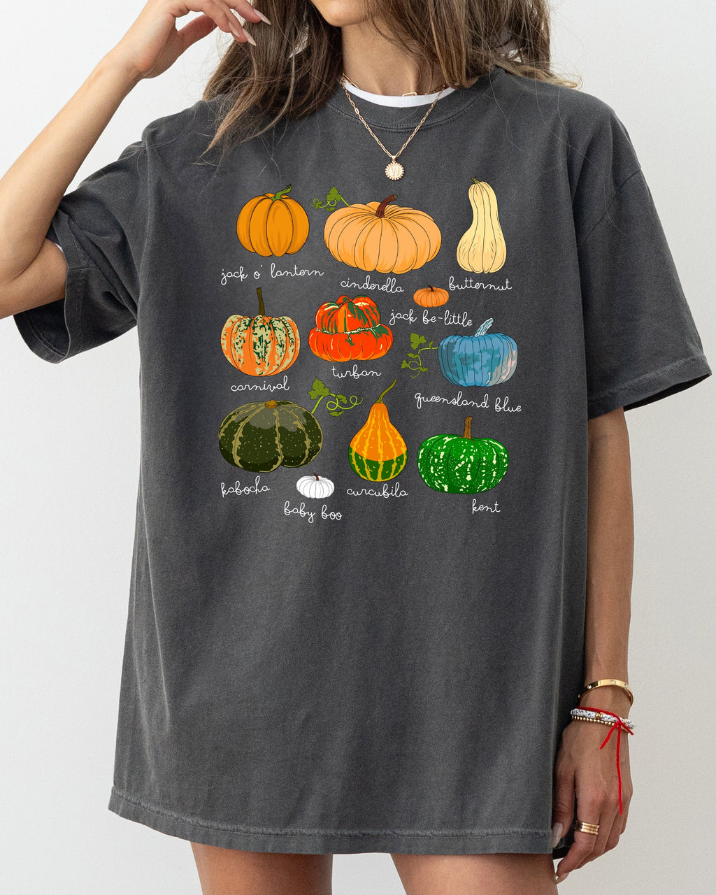 Pumpkins Jack-O-Lanterns Fall Halloween Thanksgiving Illustration Comfort Colors Tee