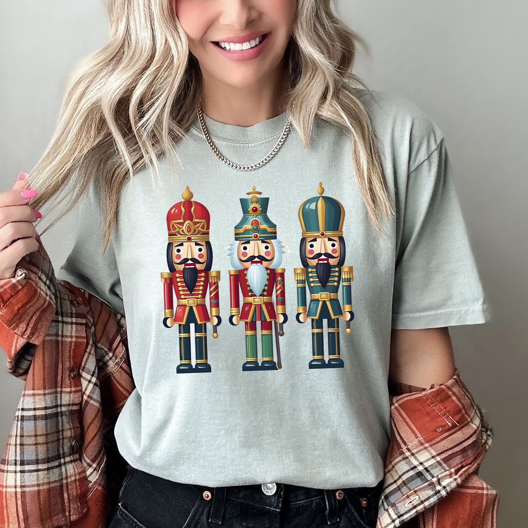 Retro Nutcrackers Classic Colorful Christmas Print Illustration For Holiday Season And Nostalgia Comfort Colors Tee
