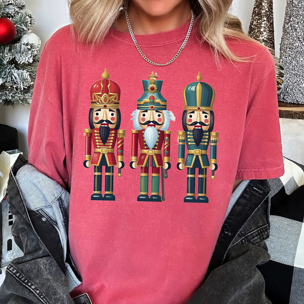Retro Nutcrackers Classic Colorful Christmas Print Illustration For Holiday Season And Nostalgia Comfort Colors Tee