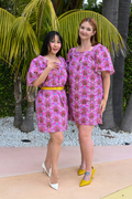 Cheeky Monkeys Square Neck Dress in Magenta