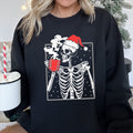 Santa Skeleton Coffee Vintage Christmas Night Limited Edition Cozy Graphic Sweatshirt