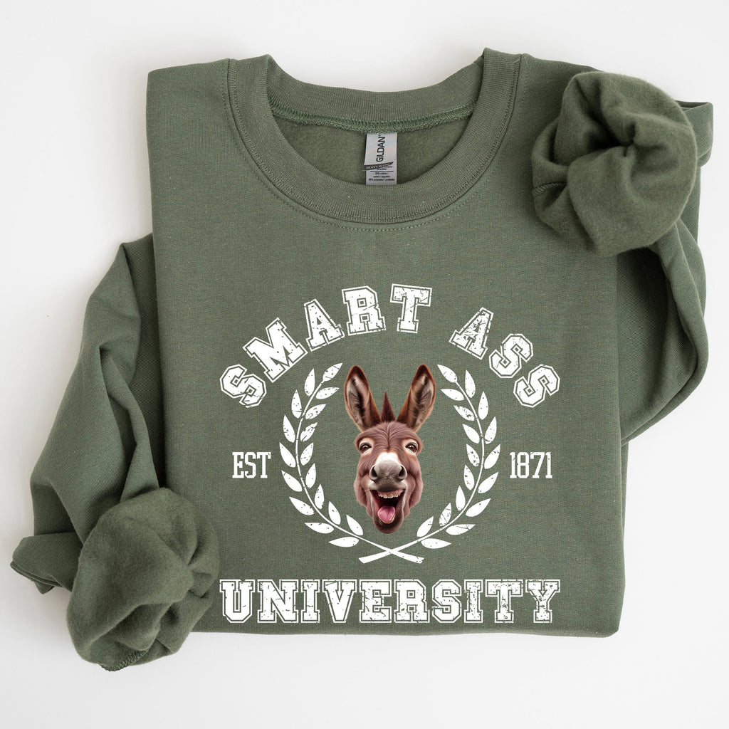 Smart Ass University Donkey Sarcastic College Meme Funny Graphic Quote Sweatshirt