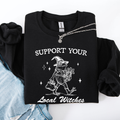 Support Your Local Witches Frog Halloween Witch Design Cozy Autumn Themed Sweatshirt