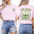 The Lucky Club Drinking Beer St Patrick's Day Shamrock Clover Leprechaun Comfort Colors Tee