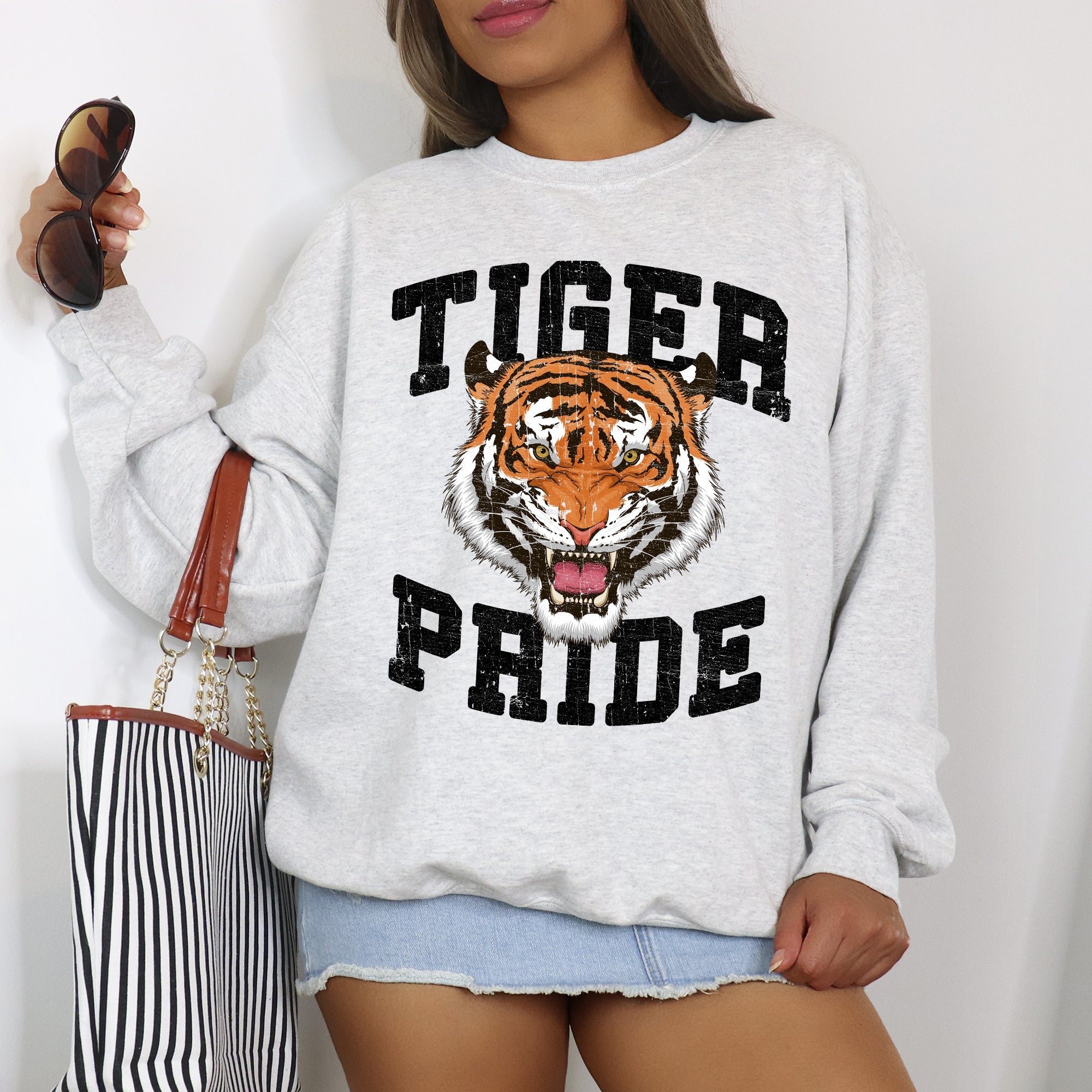 Tiger Pride Football Game Day Tailgate Touchdown Graphic Team Spirit Premium Sweatshirt