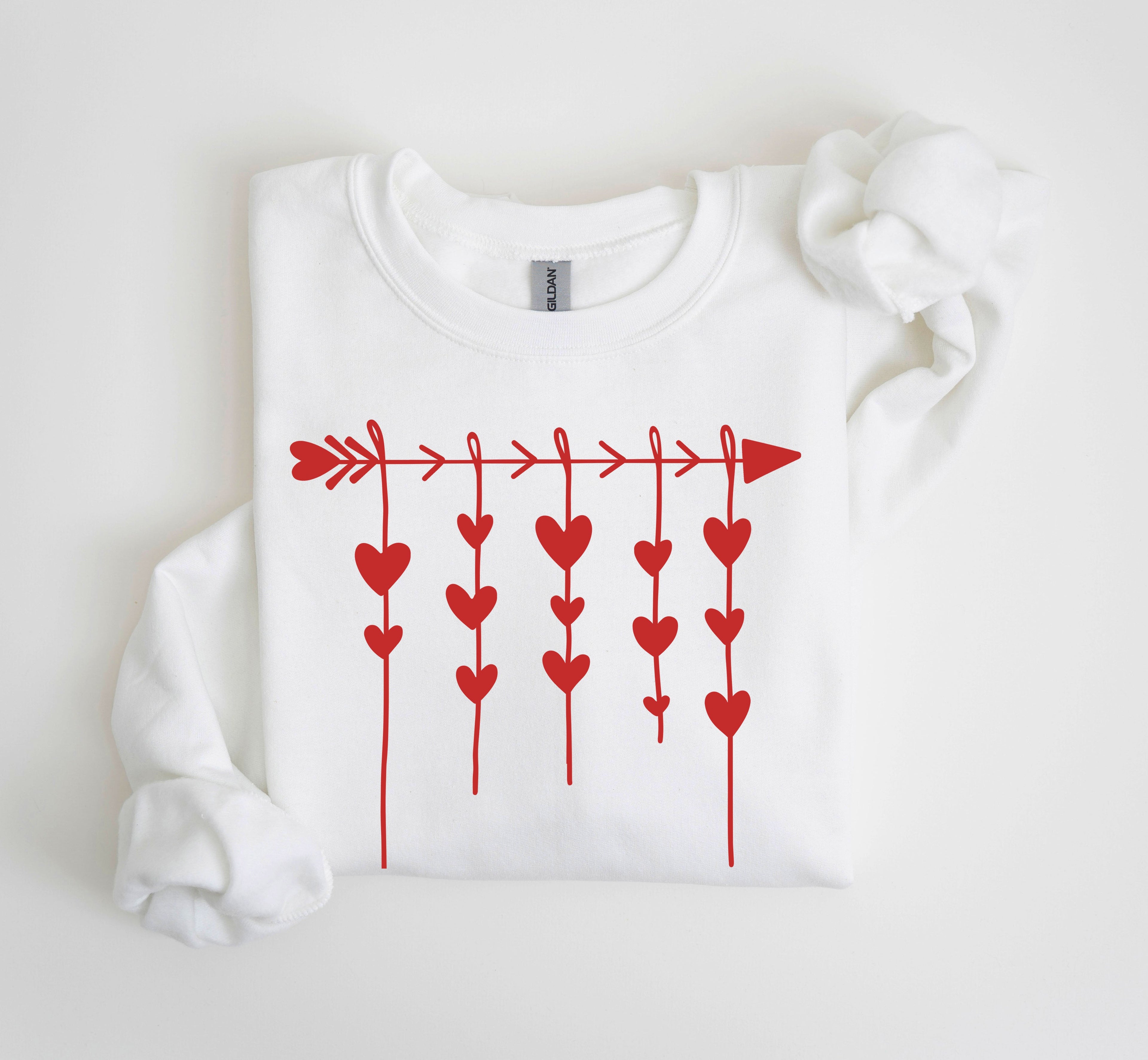 Retro Arrow and Hearts Vintage Valentine's Day Limited Edition Seasonal Graphic Sweatshirt