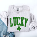 Vintage Lucky Leprechaun Shamrock Clover Collegiate Varsity St Patrick's Day Sweatshirt