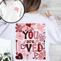 You Are Loved Cupid Valentine's Day Hearts Front And Back Print Radiant Sweatshirt