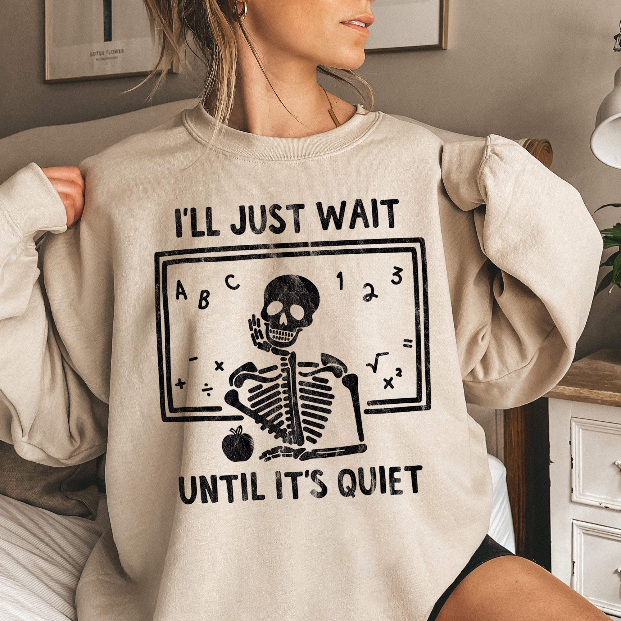 I'll Just Wait Halloween Graphic Somber Midnight Moonlight Ghosts Limited Edition Sweatshirt
