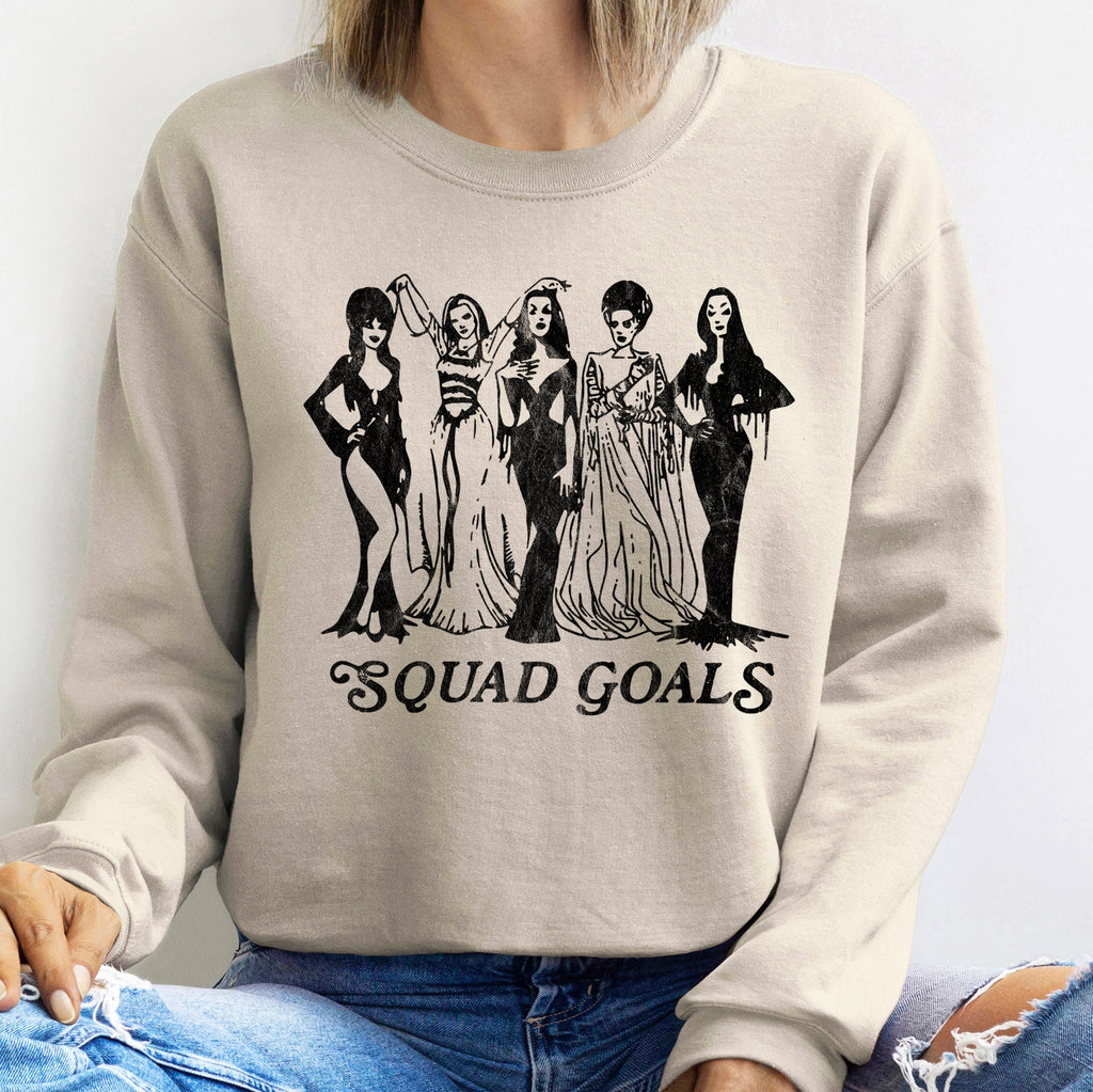 Squad Goals Vintage Halloween Cozy Cotton-Blend Fleece Premium Edition Sweatshirt
