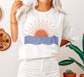 Sunrise And Waves Line Art Serene Seascape Edition Limited Release Comfort Colors Tee